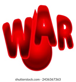 Concept illustration with the word war and a drop of blood