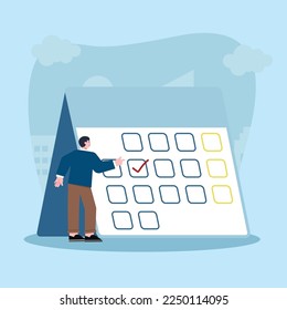 el concepto de ilustración que los trabajadores leen calendario para trabajar