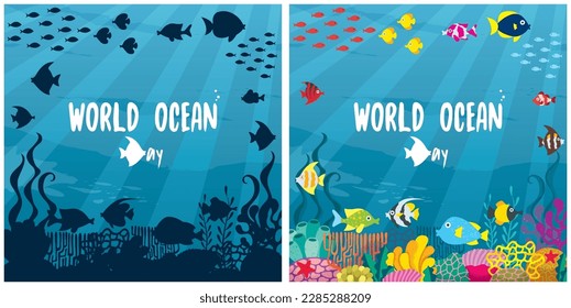 Concept illustration for the world ocean day.