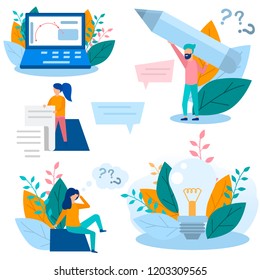 Concept illustrations of graphic design, freelance, vector graphics, graphic studio, web design, online work, internet design. Color flat vector design set