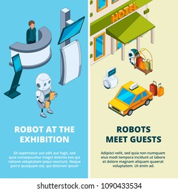 Concept illustrations with various robots assistant
