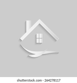 Concept image of an abstract house design isolated on a white background.