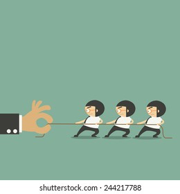Concept image of business team using a rope as an element of the teamwork 