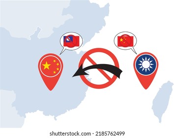 Concept Image Of China - Taiwan Trade War, China Bans On Taiwan Import, Boycott China And Taiwan Tension Conflict, Vector Illustration