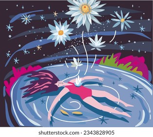 Concept for Immersion in the inner world or inner space, reflection of mental feelings and states, imagination metaphor 