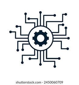 The concept of implementing software process automation systems. Vector icon isolated on white background.