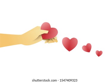 Das Konzept des wichtigen Tages der Liebe Die Hand, die das Herz hält Eine Vektorillustration Format