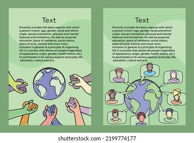 El concepto de inclusión, diversidad e igualdad. Las manos multiétnicas se sostienen alrededor de la tierra. Las personas multinacionales se comunican entre sí en todo el mundo