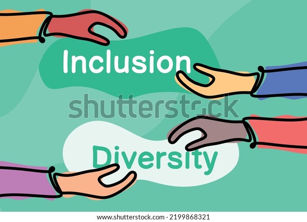 Concept Inclusion Diversity Hands Different Nationalities Stock Vector ...