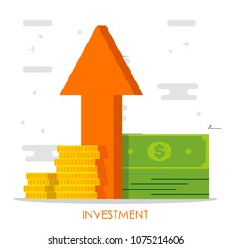 Concept of income increase, high return on investment. Vector flat icon