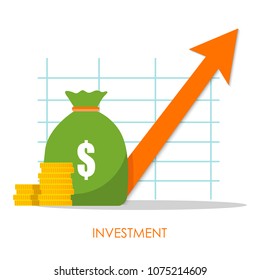 Concept of income increase, high return on investment. Vector flat icon