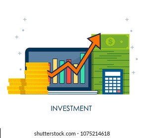 Concept of income increase, high return on investment. Vector flat icon