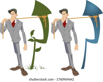 Concept of increased profits. Statistics rise. Funny people.