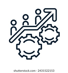 The concept of increasing employee productivity. Vector linear icon isolated on white background.