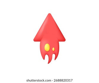 um conceito de aumentar, disparar para cima, levantar-se firmemente. ilustração de uma seta de fogo ascendente. design de estilo 3d. símbolos, elementos, fundo branco