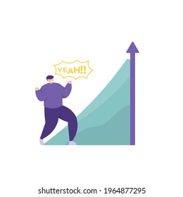 the concept of increasing the value of currency, increasing finance and income. illustration of a businessman who sees company profits increasing rapidly. flat style. business vector design