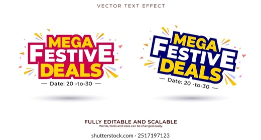 Concept for Indian festival navratri, diwali and Durga Puja. Mega Festive Deals, sale, offer, shopping, Logo design.