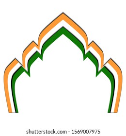 Concept of Indian holiday Republic Day with inscription Republic Day In english and hindi. Constitution Day. Template for background, banner, card, poster with text inscription. Vector illustration.