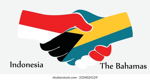 Concept Indonesia and the Bahamas the borth country a good contact, business, travel, transport and technology. Design shake hands. 