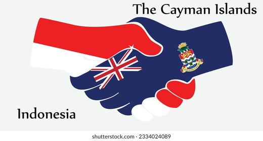 Concept Indonesia and the Cayman Islands the borth country a good contact, business, travel, transport and technology. Design shake hands. 