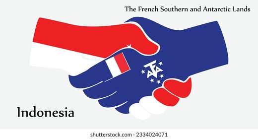 Concept Indonesia and The French Southern and Antarctic Lands the borth country a good contact, business, travel, transport and technology. Design shake hands. 