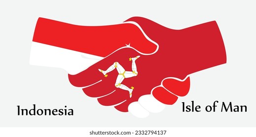 Concept Indonesia and Isle of Man the borth country a good contact, business, travel, transport and technology. Design shake hands. 