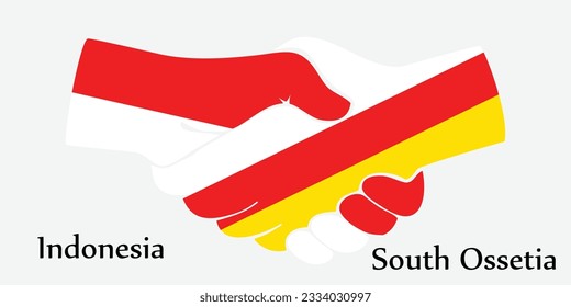 Concept Indonesia and South Ossetia the borth country a good contact, business, travel, transport and technology. Design shake hands. 