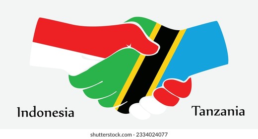 Concept Indonesia and Tanzania the borth country a good contact, business, travel, transport and technology. Design shake hands. 
