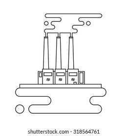 Concept of industrial factory buildings  flat design style.