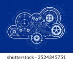 concept of industry 4.0 or cloud computing technology, graphic of cloud shape with blueprint element