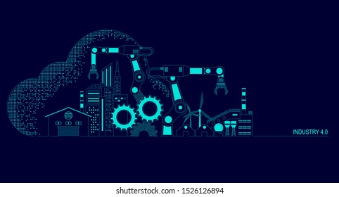 concept of industry 4.0 technology, automation system with cloud computing