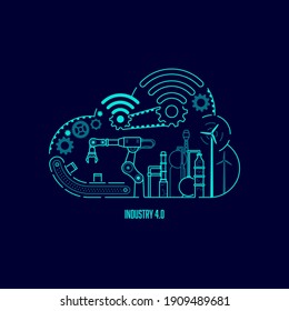 concept of industry 4.0 technology, automation system with cloud computing svg