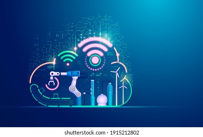 concept of industry 4.0 technology, automation system with cloud computing - Shutterstock ID 1915212802