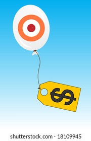 Concept of inflation, target balloon.
