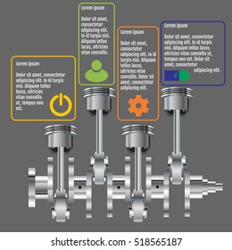 The concept infographic based on the crankshaft. repair Infographics. Vector illustration