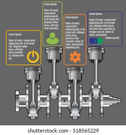 The concept infographic based on the crankshaft. repair Infographics. Vector illustration