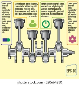 The concept infographic based on the crankshaft. repair Infographics. Vector illustration