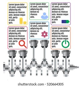 The concept infographic based on the crankshaft. repair Infographics. Vector illustration