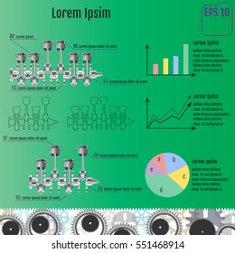 The concept infographic based on the crankshaft. repair Infographics. Vector illustration