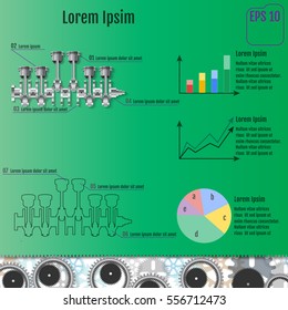 The concept infographic based on the crankshaft. Repair Infographics. Vector illustration