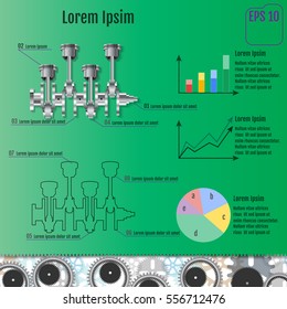 The concept infographic based on the crankshaft. Repair Infographics. Vector illustration