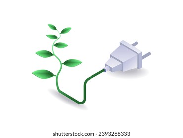 Concept infographic illustration of eco green electrical energy from nature