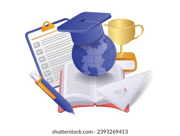Concept infographic illustration of students reading textbooks