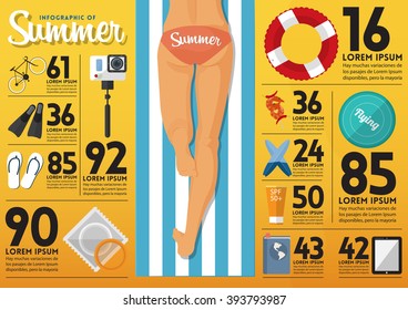 The concept of infographics for summer  travel planning. Flat icon for infographic element. Vector Illustration