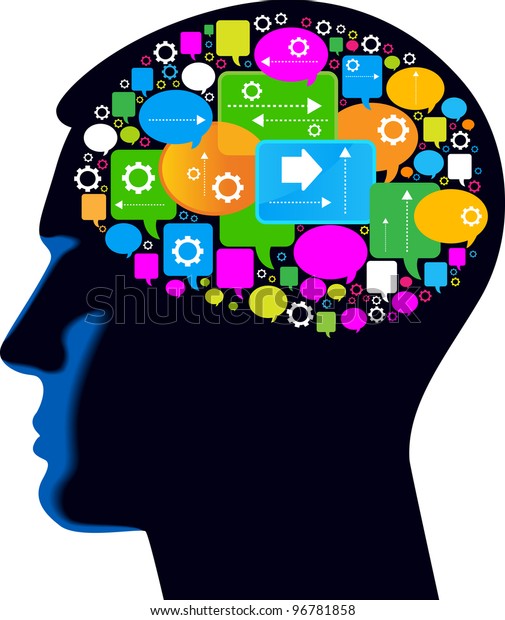 Concept Information Boom Silhouette Human Head Stock Vector (Royalty ...