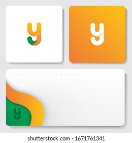 The concept of the initial Y logo for fruit juice sellers. The design is by combining the letter Y with the juice glass inside.