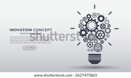 Concept of Innovation and Idea. Gears with a light bulb shape on a white background. Creative Idea Solution. Innovation in the future. AI, big data, deep learning, and engineering.Vector illustration.