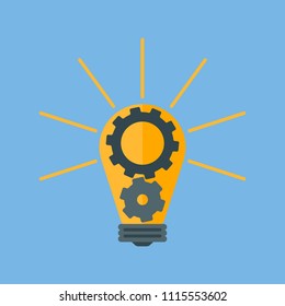 The concept of innovation. A light bulb with gears. Fully editable vector image.