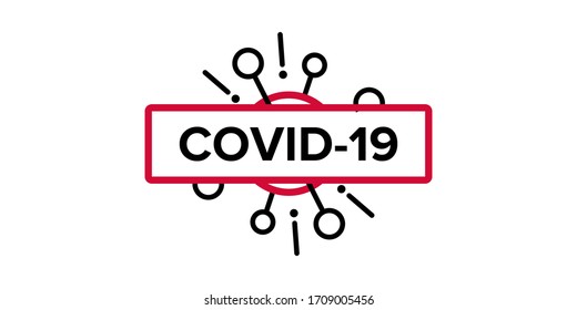 The concept of the inscription and drawing of the virus for typography with an empty place for text. Coronavirus (Covid-19). Vector logo design. Dangerous virus all over the world. Worldwide epidemic 