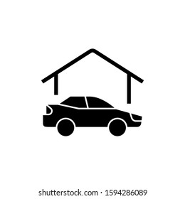 Concept insurance of cars, Cars under protection icon in black flat design on white background